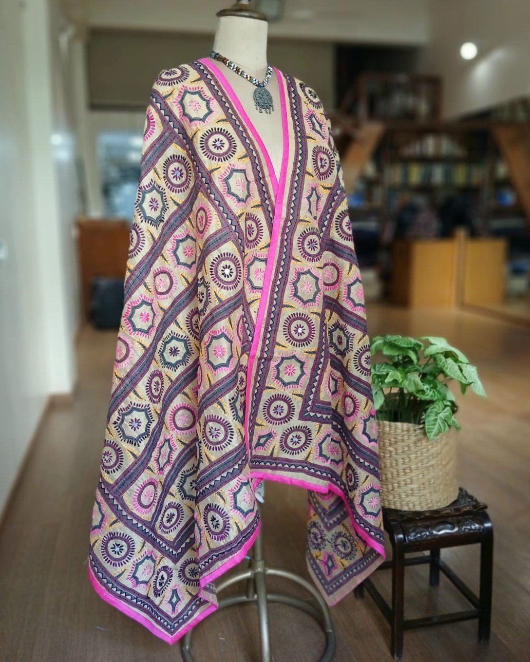 Hand Embroidered Dupatta from Punjab - (HEDP0004)