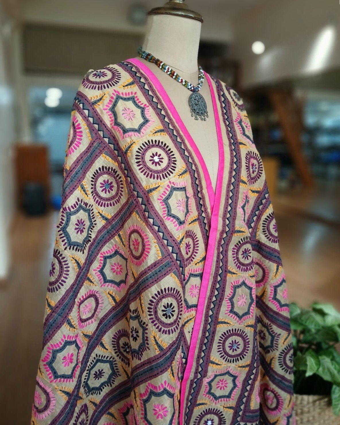 Hand Embroidered Dupatta from Punjab - (HEDP0004) - Image 2