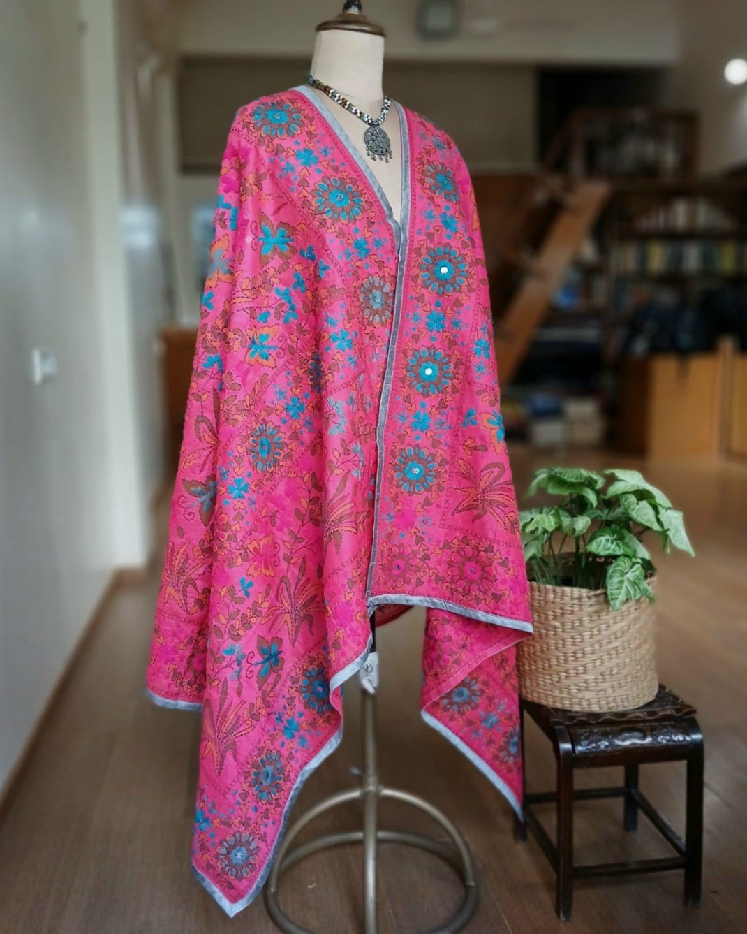 Hand Embroidered Dupatta from Punjab - (HEDP0005)