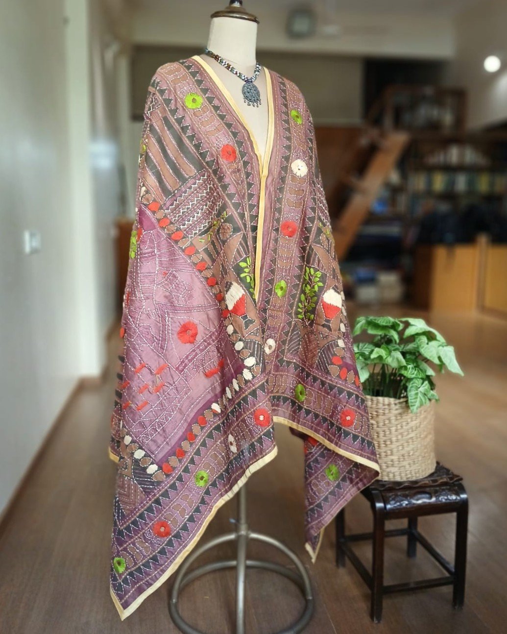 Hand Embroidered Dupatta from Punjab - (HEDP0006)