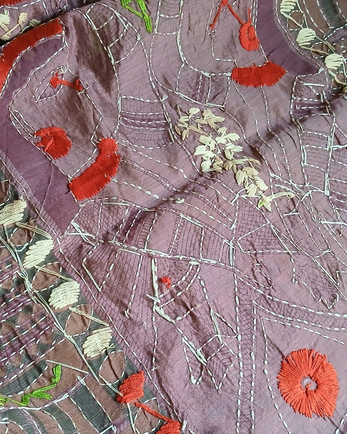 Hand Embroidered Dupatta from Punjab - (HEDP0006) - Image 3