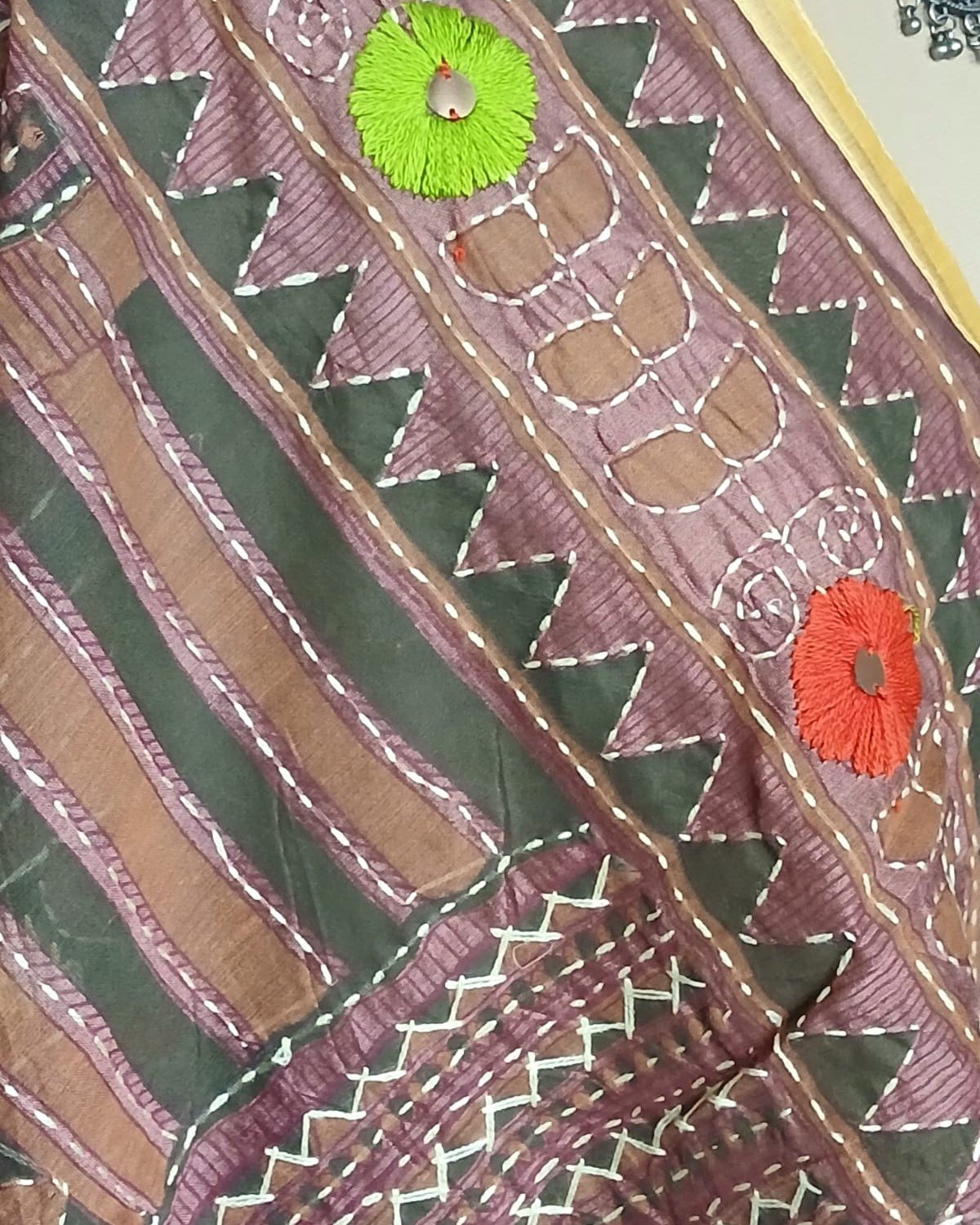 Hand Embroidered Dupatta from Punjab - (HEDP0006) - Image 10