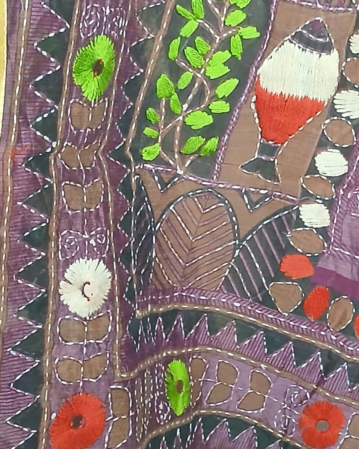 Hand Embroidered Dupatta from Punjab - (HEDP0006) - Image 9