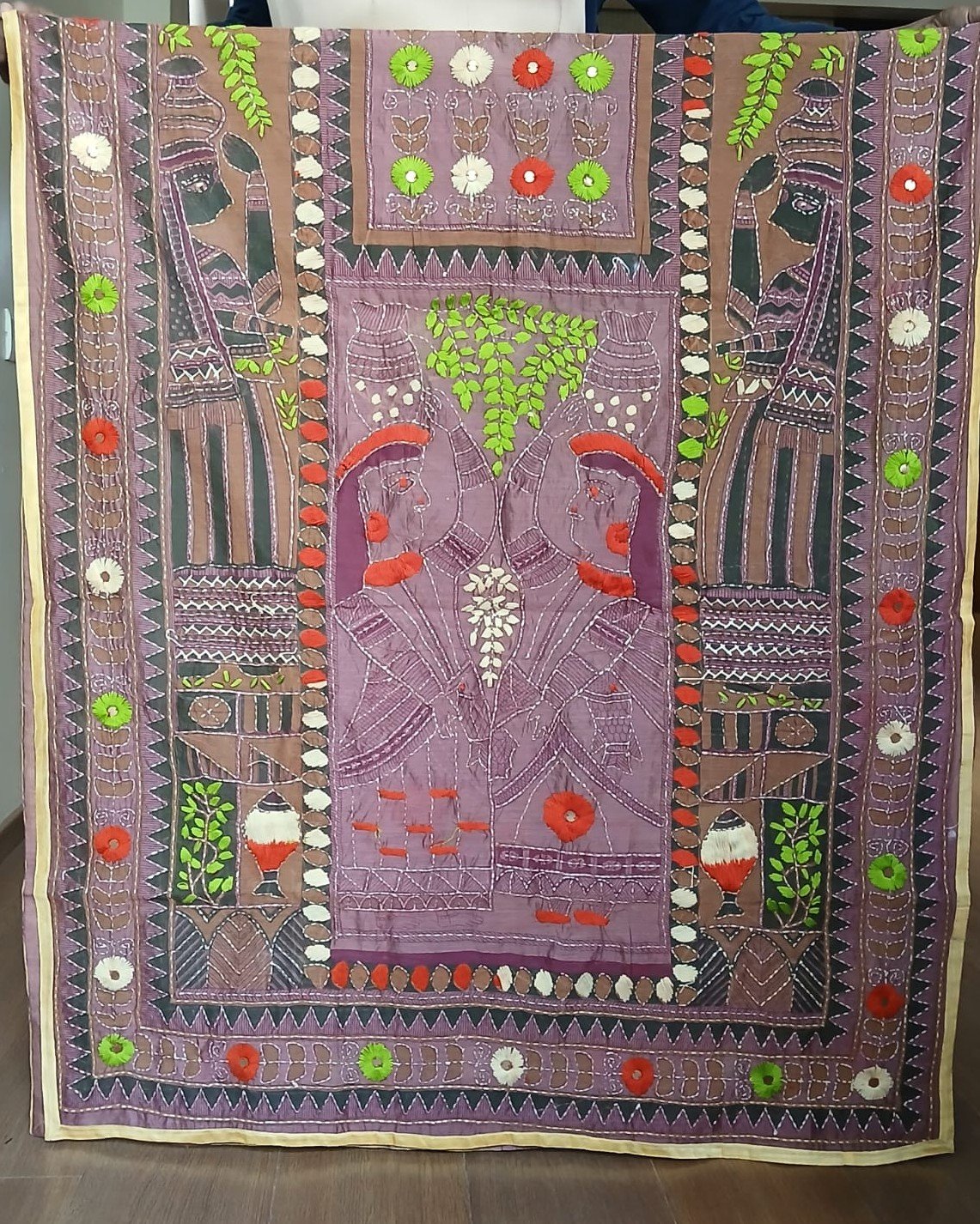 Hand Embroidered Dupatta from Punjab - (HEDP0006) - Image 5
