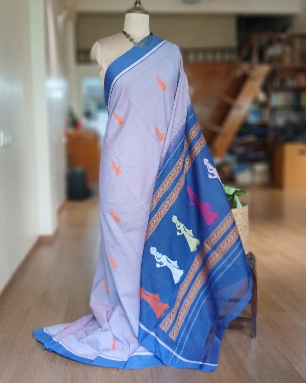 Gollabhama (milkmaid / gopika) handweave saree in cotton – (WGHS0007) - Image 2