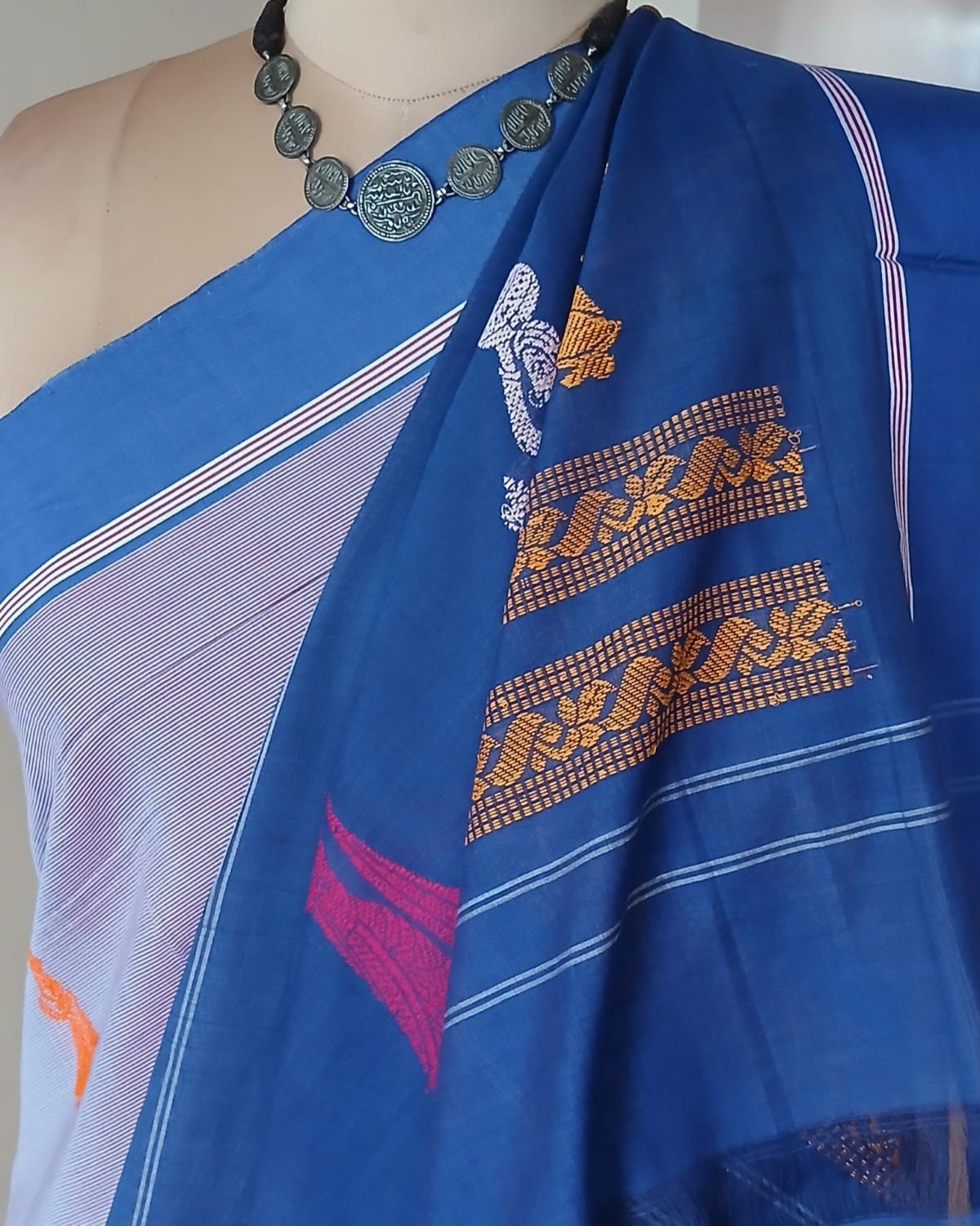Gollabhama (milkmaid / gopika) handweave saree in cotton – (WGHS0007) - Image 7