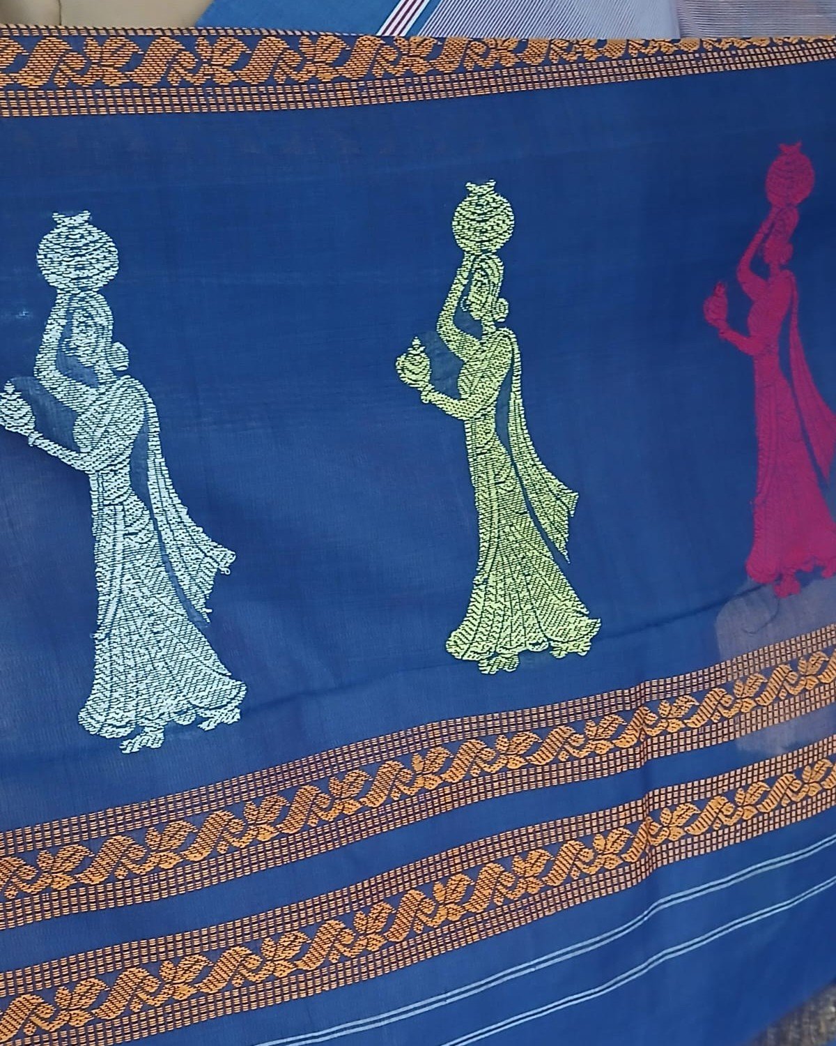 Gollabhama (milkmaid / gopika) handweave saree in cotton – (WGHS0007) - Image 5