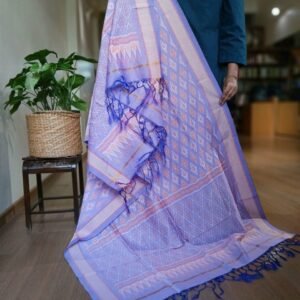 Silk-cotton Ikat Dupatta from Telengana – (SCDT0069)