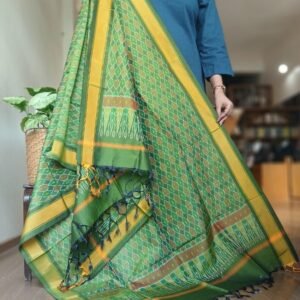 Silk-cotton Ikat Dupatta from Telengana – (SCDT0080)