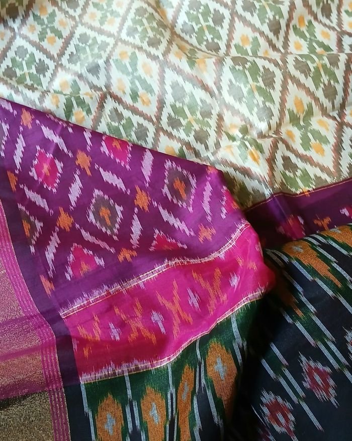 Silk-cotton Ikat Dupatta from Telengana – (SCDT0070) - Image 4