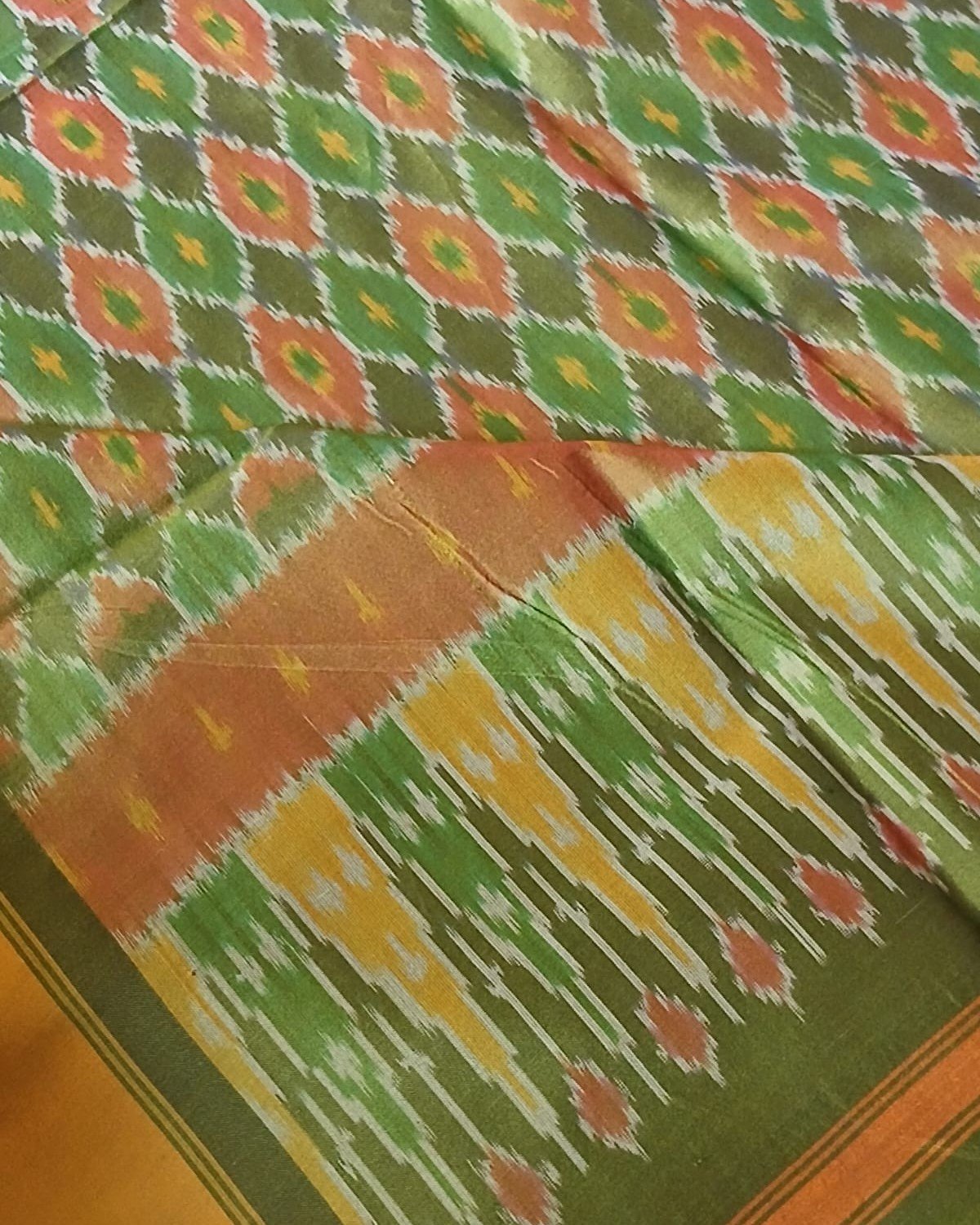 Silk-cotton Ikat Dupatta from Telengana – (SCDT0080) - Image 3