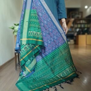 Silk-cotton Ikat Dupatta from Telengana – (SCDT0081)