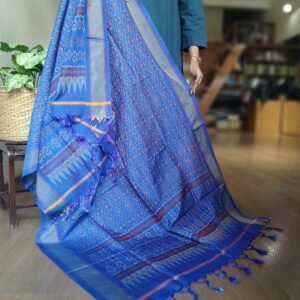 Silk-cotton Ikat Dupatta from Telengana – (SCDT0082)