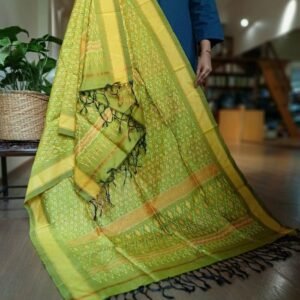 Silk-cotton Ikat Dupatta from Telengana – (SCDT0072)