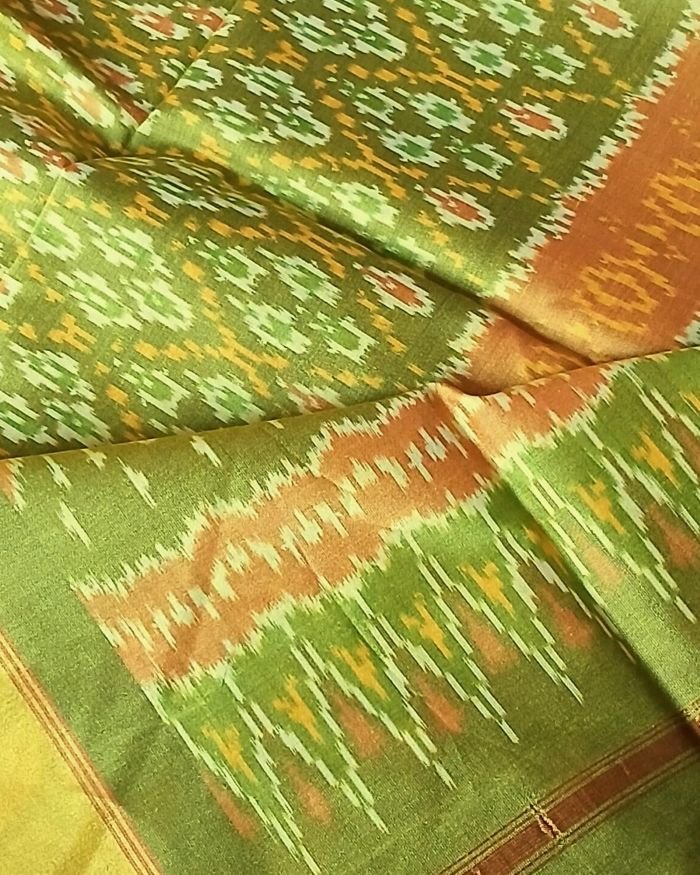 Silk-cotton Ikat Dupatta from Telengana – (SCDT0072) - Image 4