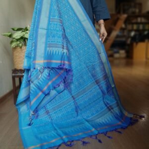 Silk-cotton Ikat Dupatta from Telengana – (SCDT0083)