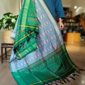 Silk-cotton Ikat Dupatta from Telengana – (SCDT0073)