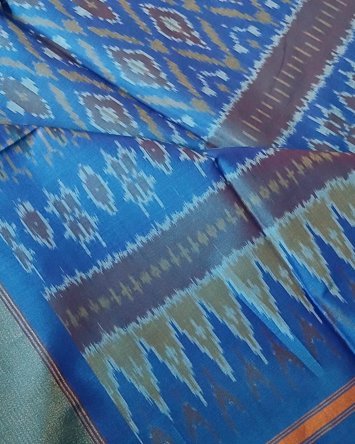 Silk-cotton Ikat Dupatta from Telengana – (SCDT0083) - Image 3