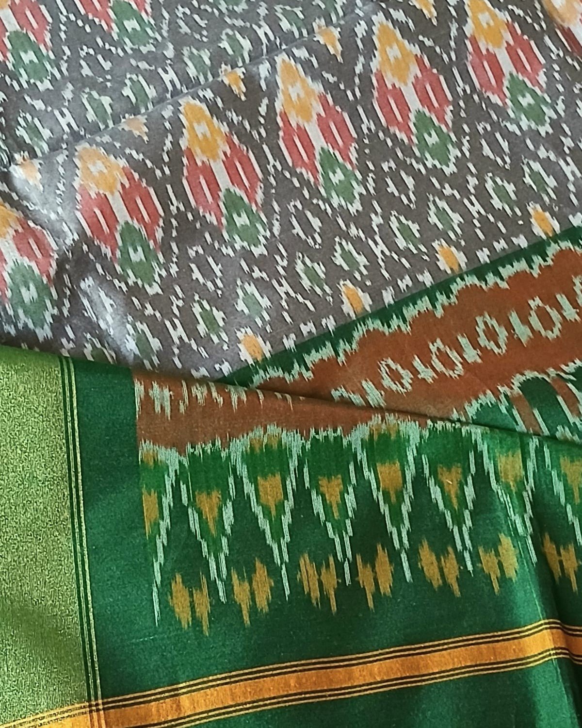 Silk-cotton Ikat Dupatta from Telengana – (SCDT0073) - Image 4