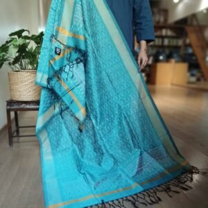 Silk-cotton Ikat Dupatta from Telengana – (SCDT0074)