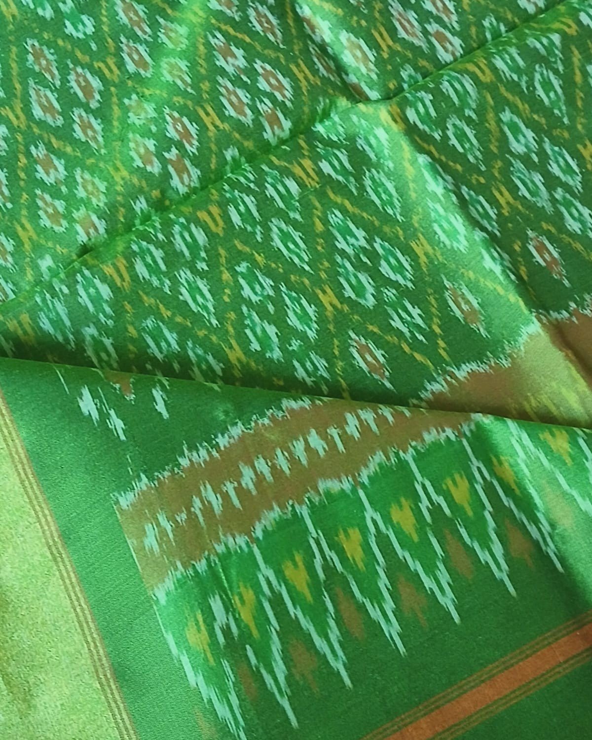 Silk-cotton Ikat Dupatta from Telengana – (SCDT0076) - Image 4