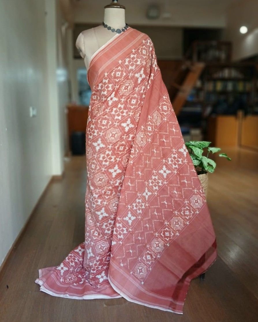 Natural Dyes Telia Rumal Cotton Saree - (NDTR0001)
