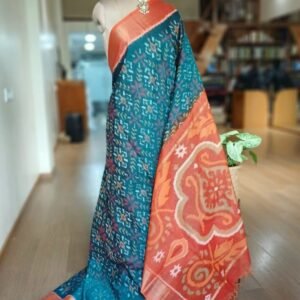 Handloom Single Ikat in Silk-Cotton Saree – (HSIS0044)