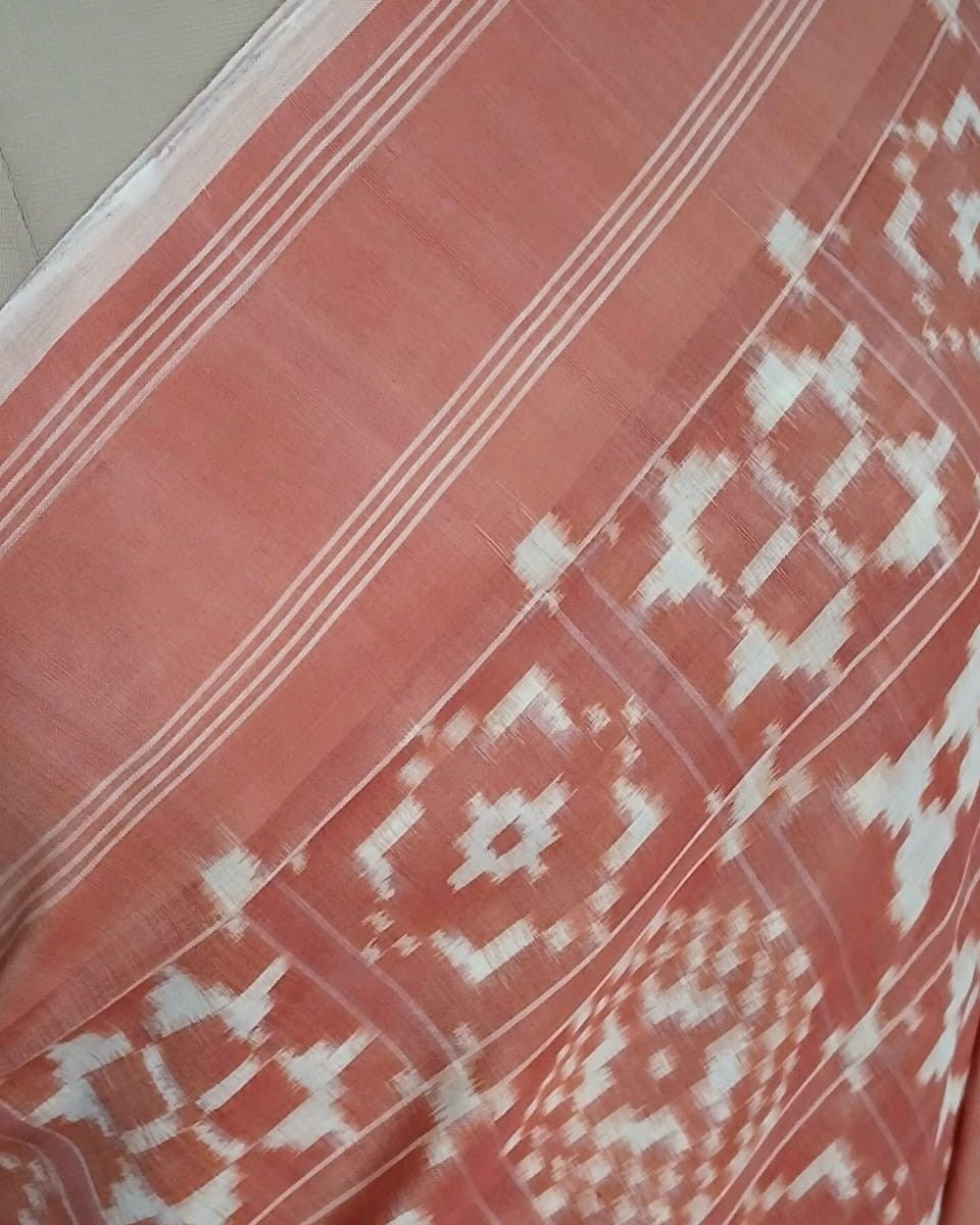 Natural Dyes Telia Rumal Cotton Saree - (NDTR0001) - Image 3