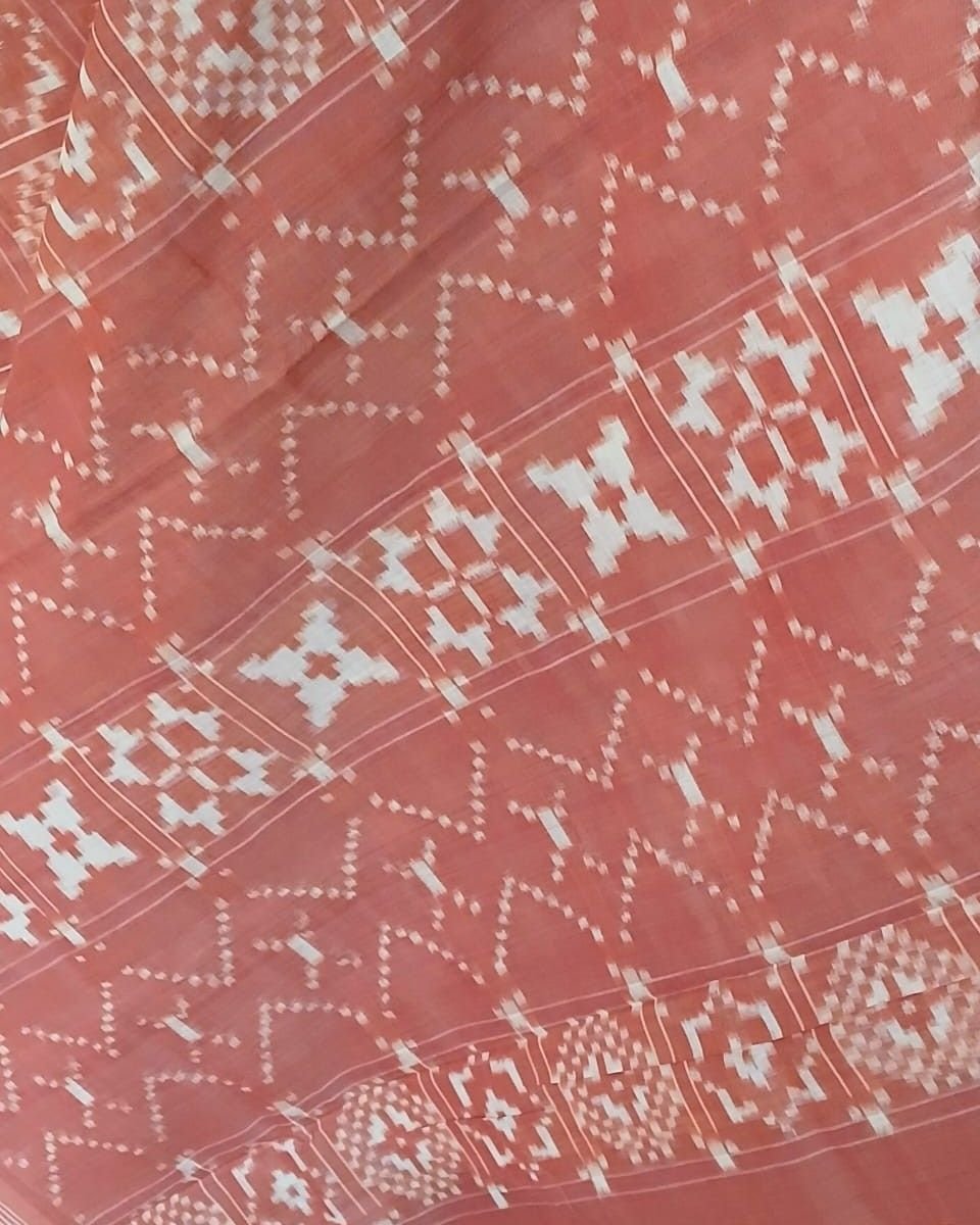 Natural Dyes Telia Rumal Cotton Saree - (NDTR0001) - Image 5