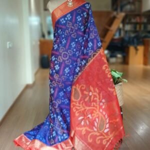 Handloom Single Ikat in Silk-Cotton Saree – (HSIS0045)