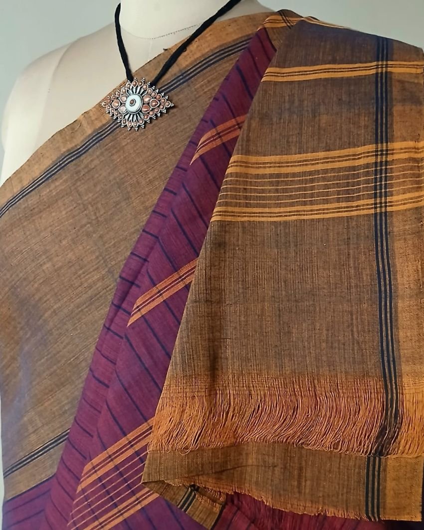 Classic Handwoven 40-count Kandangi from Chettinad – (CHKS0035) - Image 6