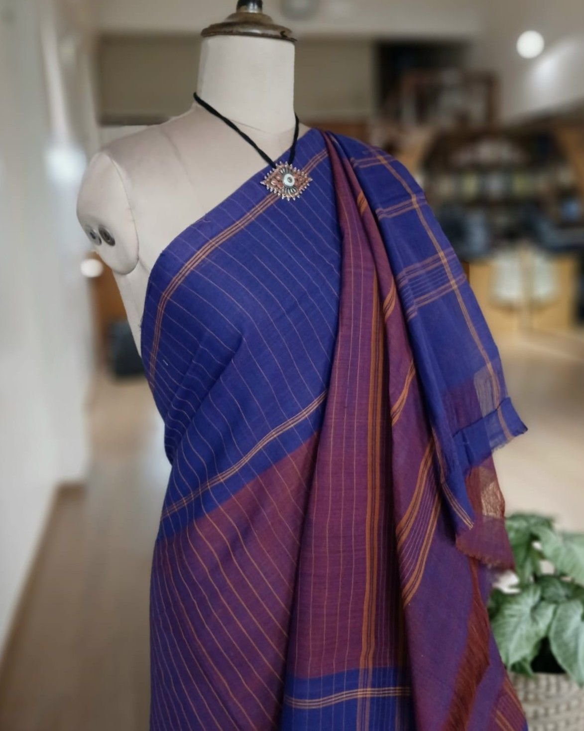 Classic Handwoven 40-count Kandangi from Chettinad – (CHKS0034) - Image 5