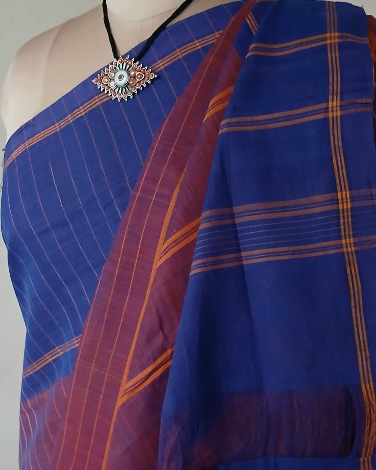Classic Handwoven 40-count Kandangi from Chettinad – (CHKS0034) - Image 6