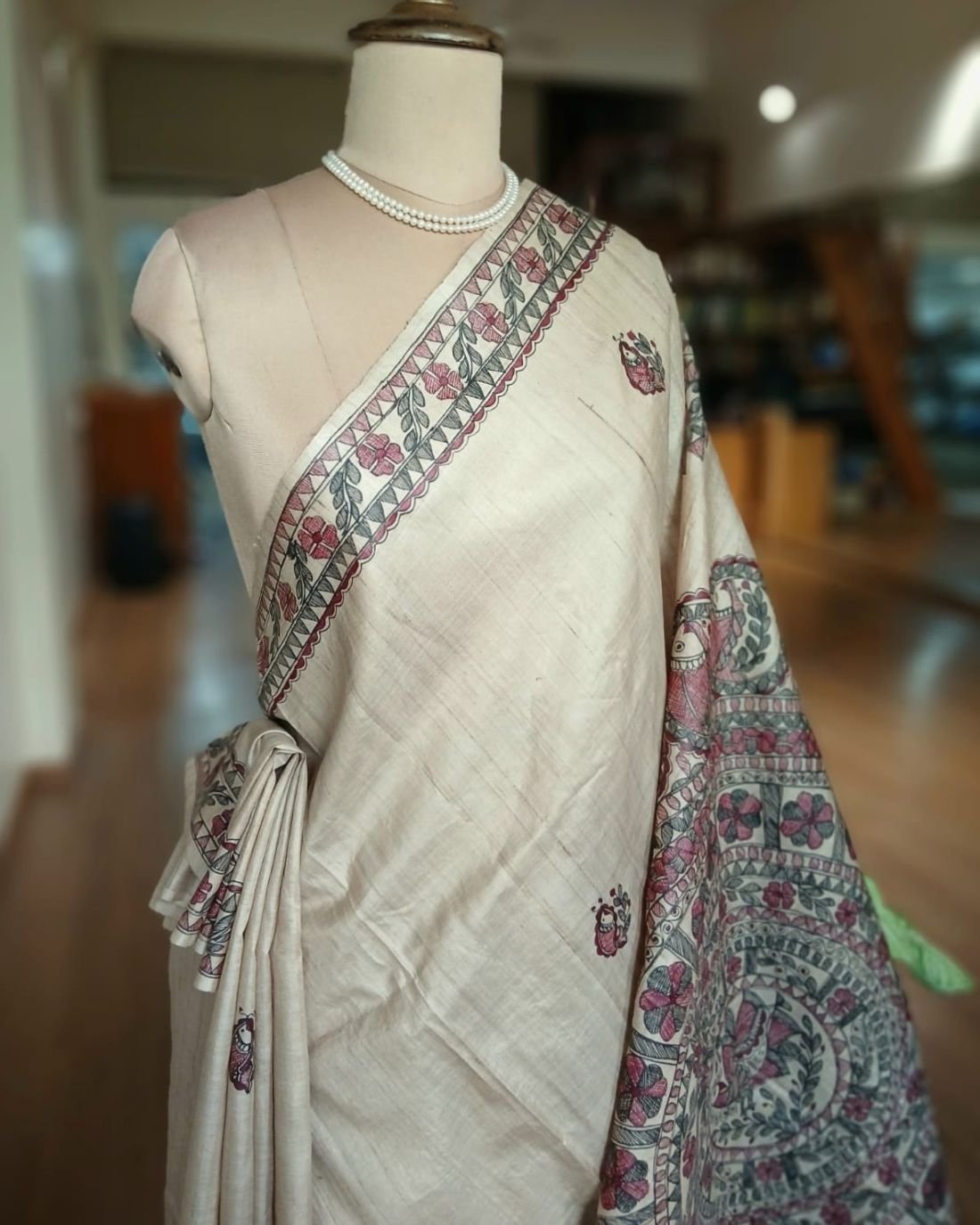 Madhubani on Tussar Silk – (MADT0067) - Image 2