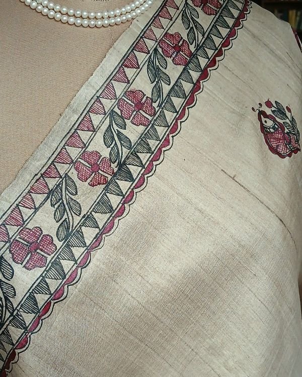 Madhubani on Tussar Silk – (MADT0067) - Image 3