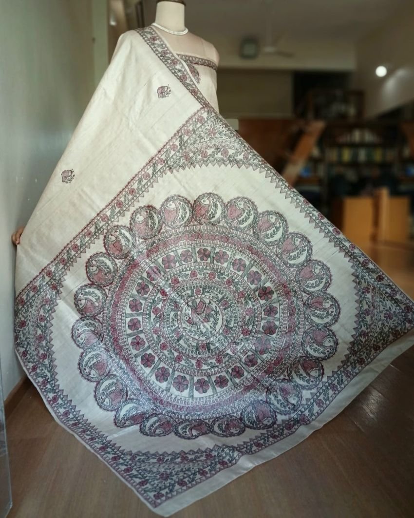 Madhubani on Tussar Silk – (MADT0067) - Image 5
