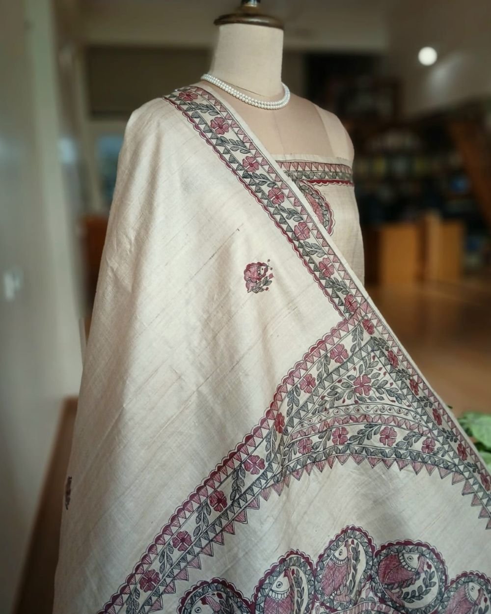 Madhubani on Tussar Silk – (MADT0067) - Image 7