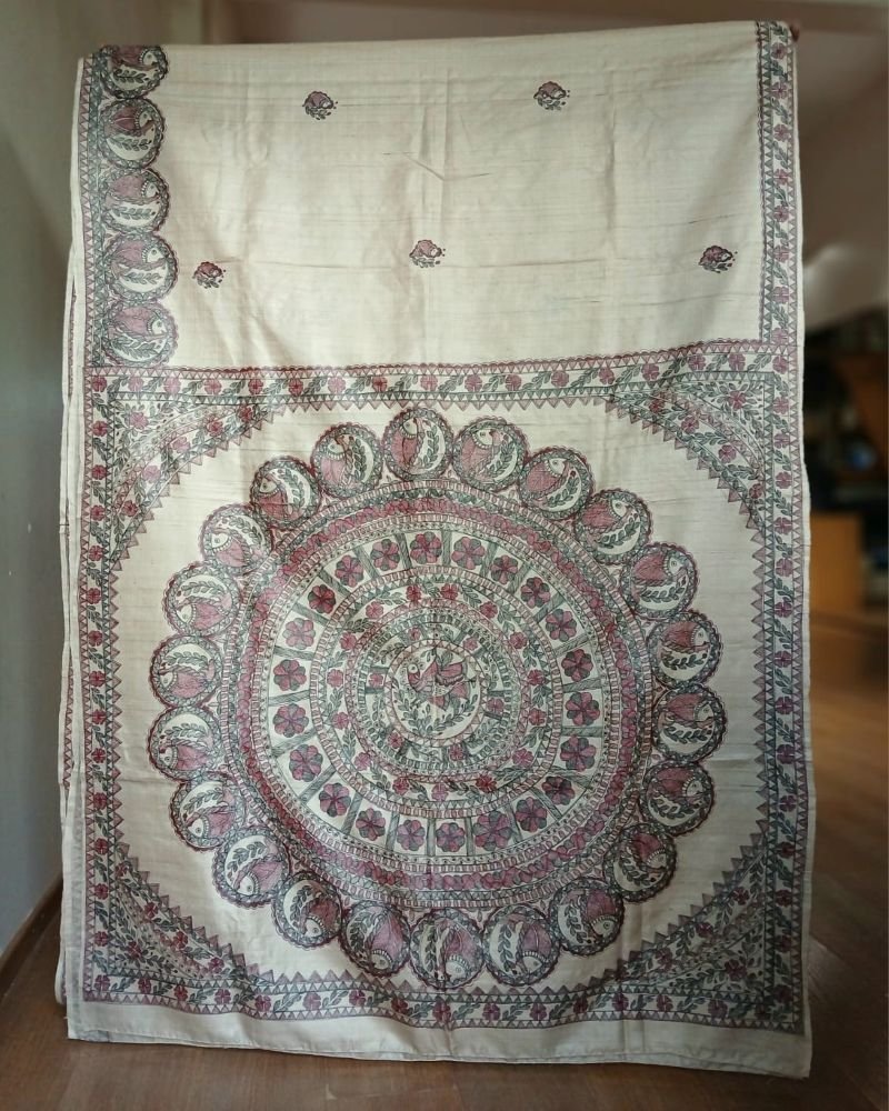 Madhubani on Tussar Silk – (MADT0067) - Image 9