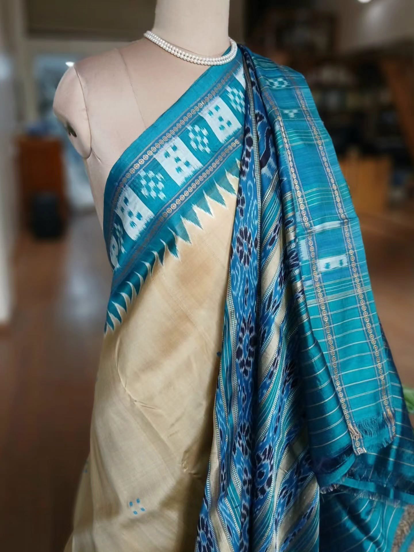 Pure Silk Nuapatna Khandua Pata with Pasapalli Border - (SKSS0017) - Image 4
