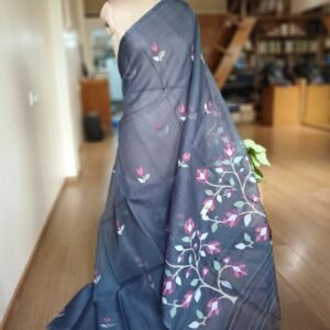 Hand Jamdani in Mulberry Silk with Floral Motifs – (SJMS0013)