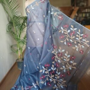 Hand Jamdani in Mulberry Silk with Floral Motifs – (SJMS1192)