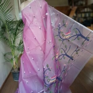 Hand Jamdani in Mulberry Silk with Bird Motifs – (SJMS0010)