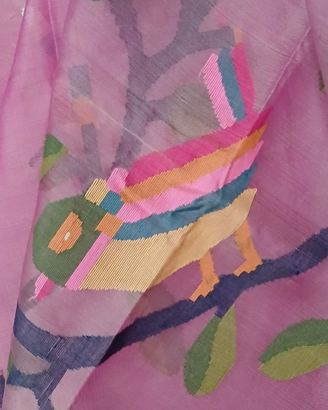 Hand Jamdani in Mulberry Silk with Bird Motifs – (SJMS0010) - Image 6