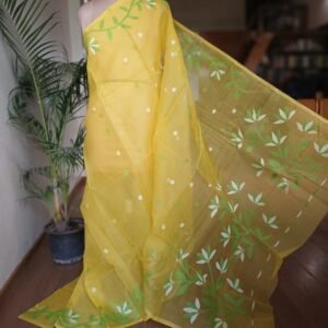 Hand Jamdani in Mulberry Silk with Floral Motifs – (SJMS0019)