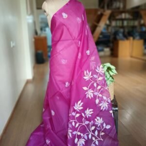 Hand Jamdani in Mulberry Silk with Floral Motifs – (SJMS0014)