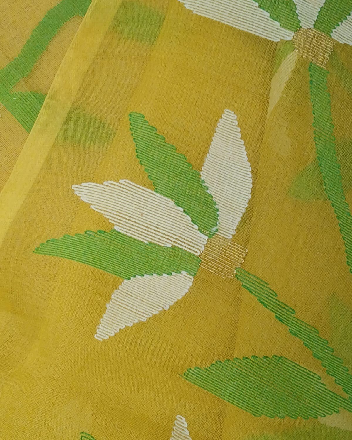 Hand Jamdani in Mulberry Silk with Floral Motifs – (SJMS0019) - Image 3