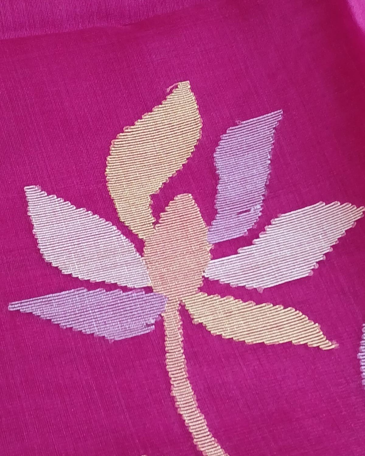 Hand Jamdani in Mulberry Silk with Floral Motifs – (SJMS0014) - Image 5