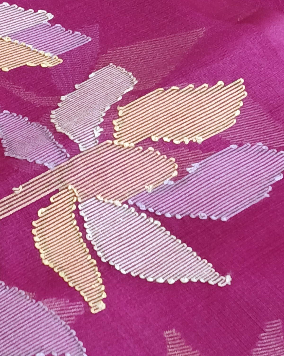 Hand Jamdani in Mulberry Silk with Floral Motifs – (SJMS0014) - Image 4