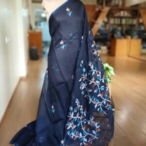 Hand Jamdani in Mulberry Silk with Floral Motifs – (SJMS0015)