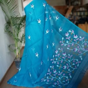 Hand Jamdani in Mulberry Silk with Floral Motifs – (SJMS0016)